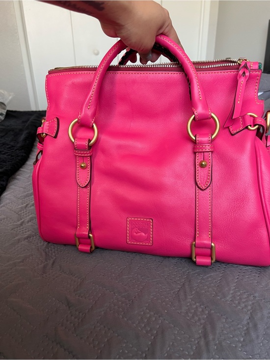 Dooney & Bourke Handbags - Dooney & Bourke Bright Pink Leather Satchel with Gold Hardware